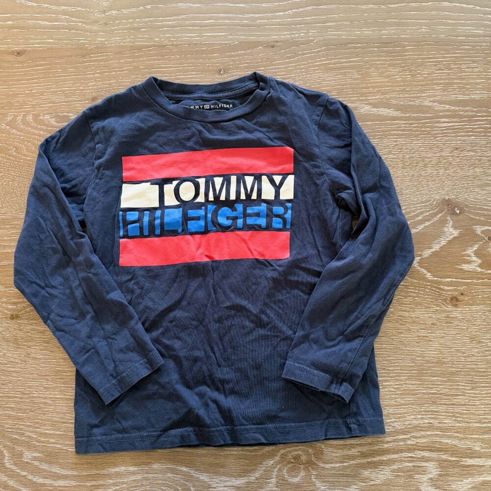 Boys Tommy Hilfiger blue long sleeve t-shirt top size 7